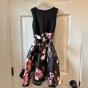 Bonnie Jean Black Dress with Pink Floral Design